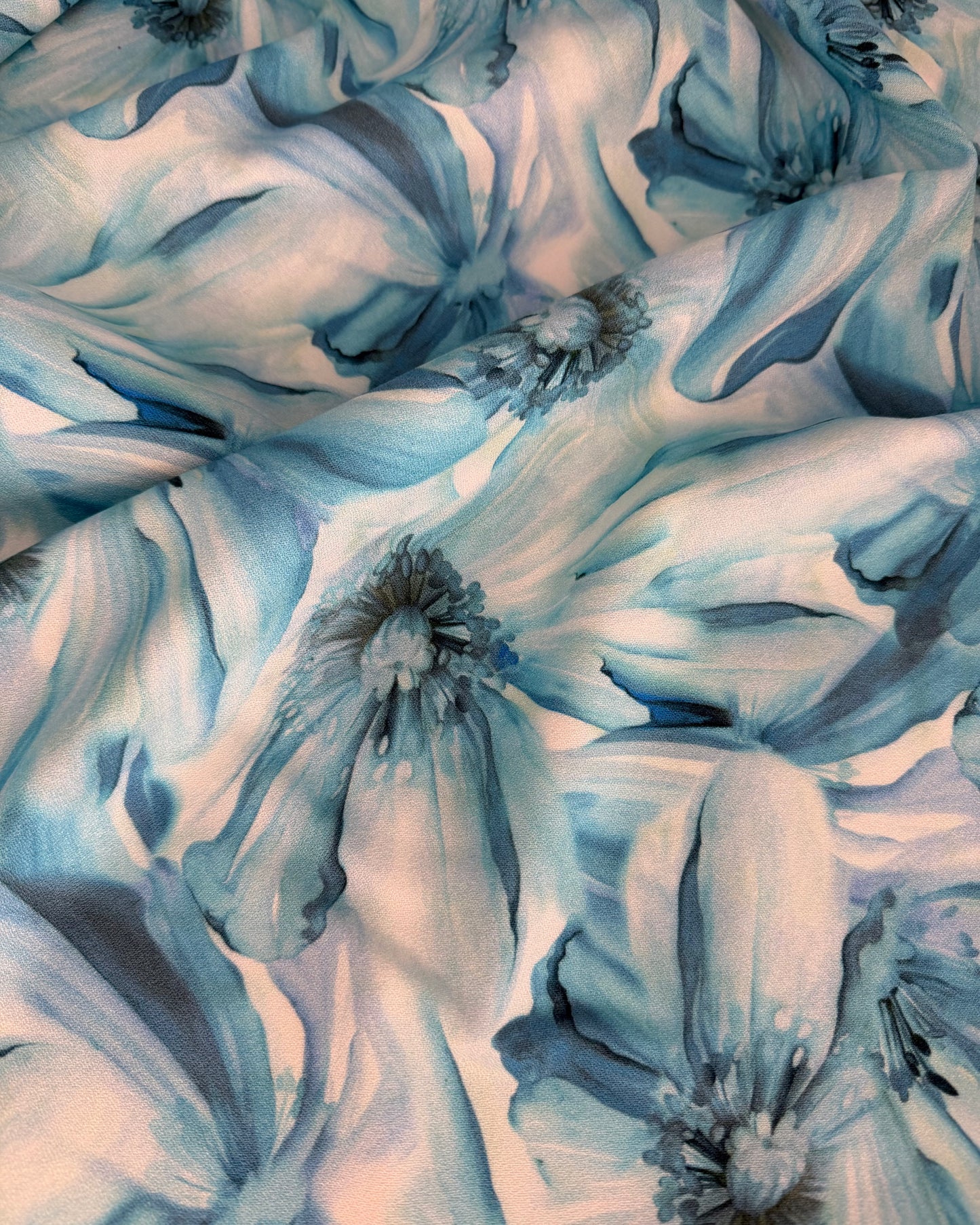 Light Blue Floral Viscose Cady