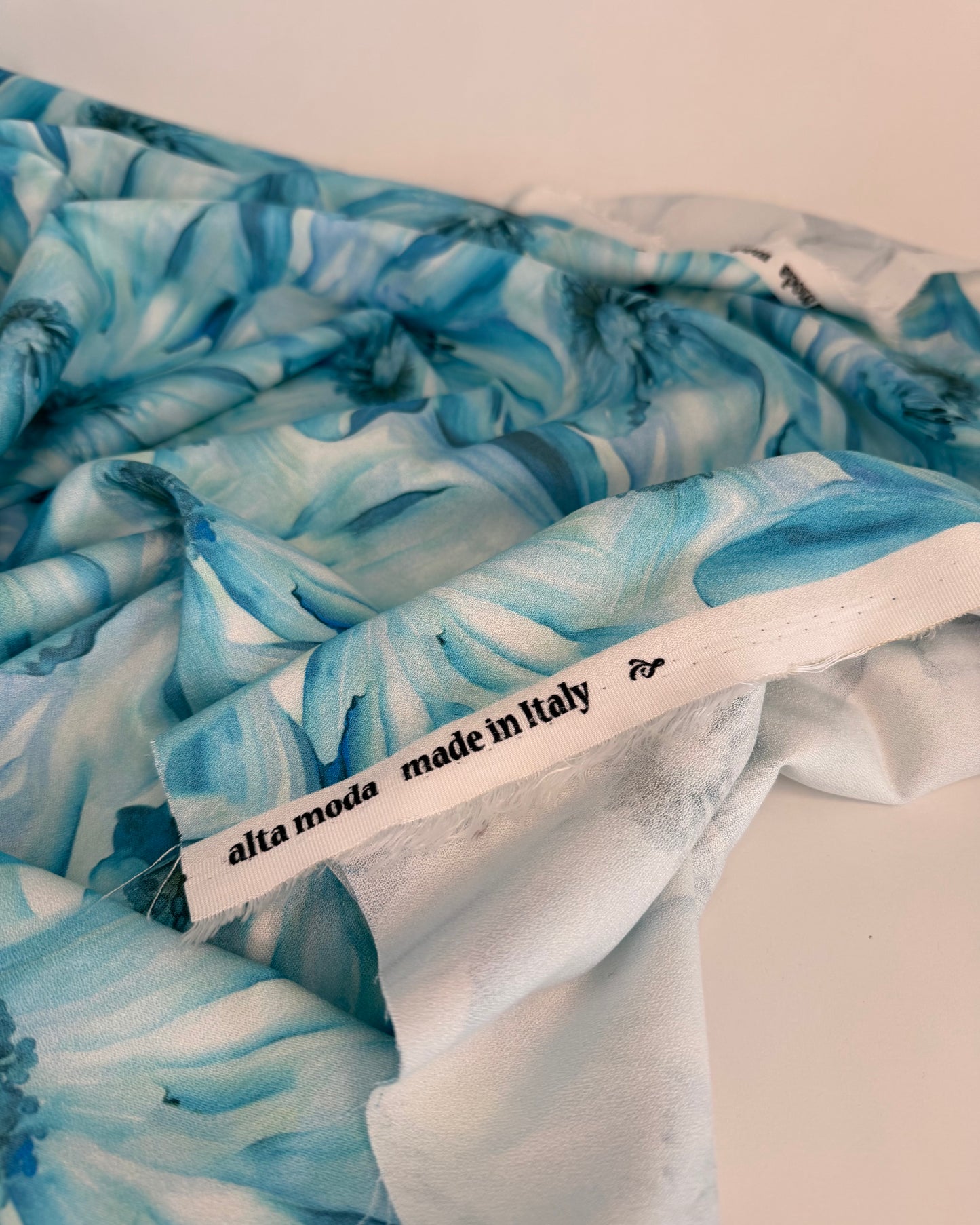 Light Blue Floral Viscose Cady
