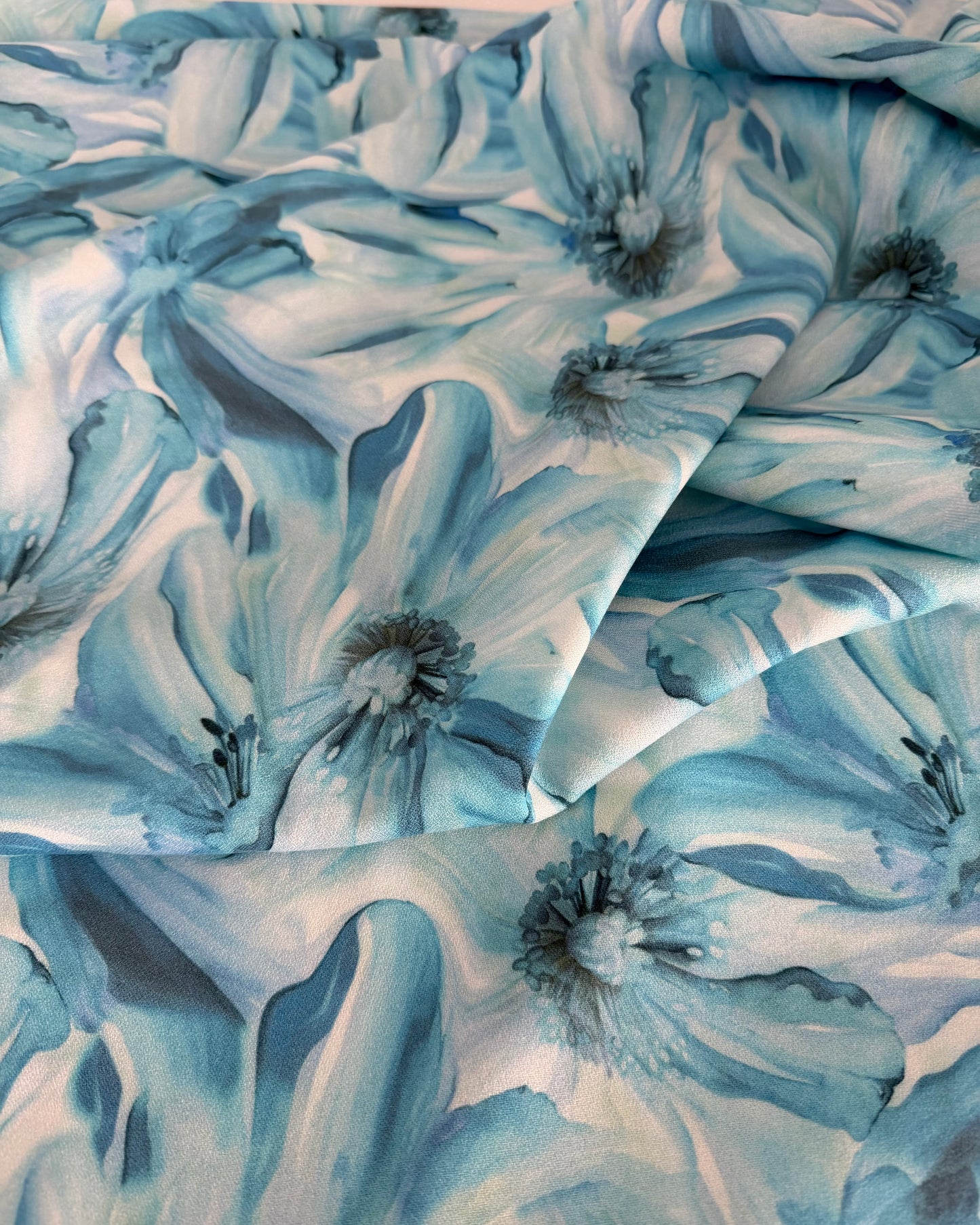 Light Blue Floral Viscose Cady