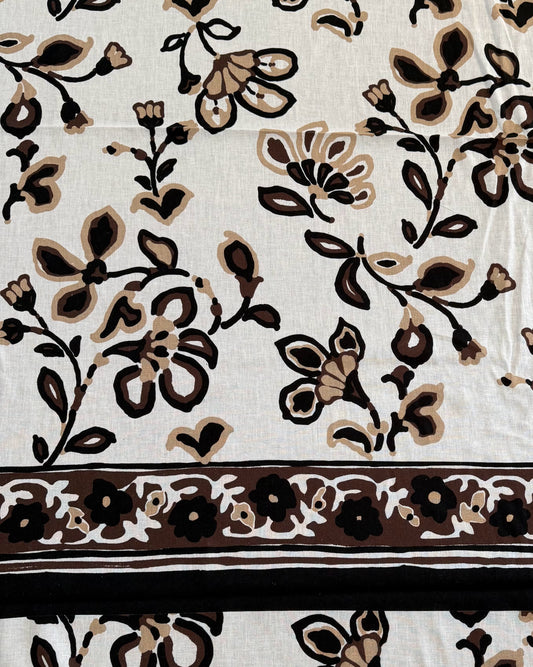 Linen Black Floral Print