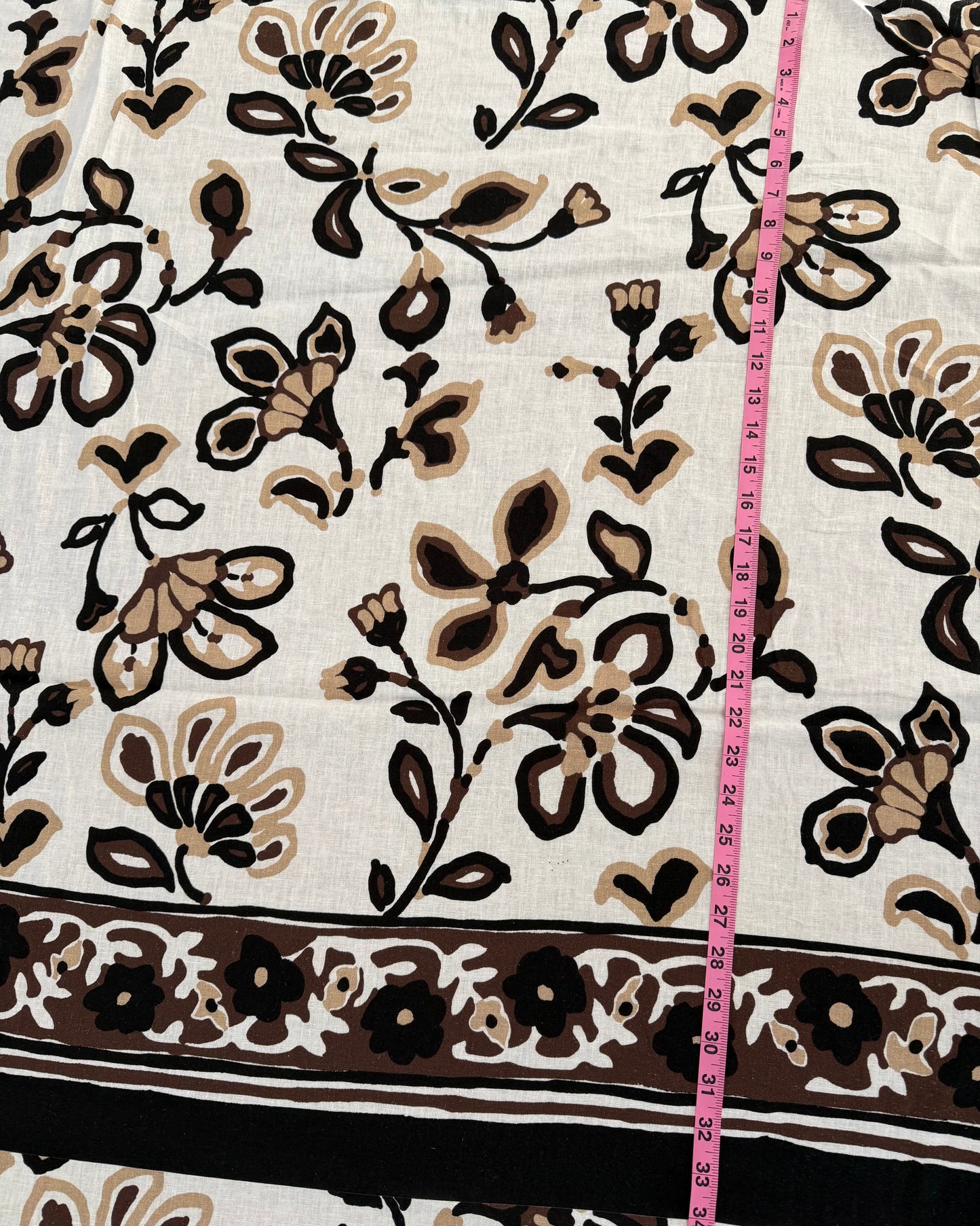 Linen Black Floral Print