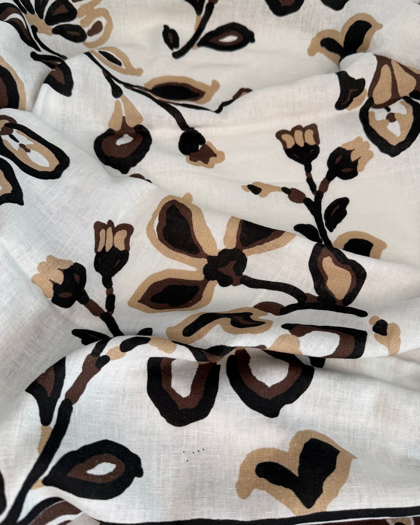 Linen Black Floral Print