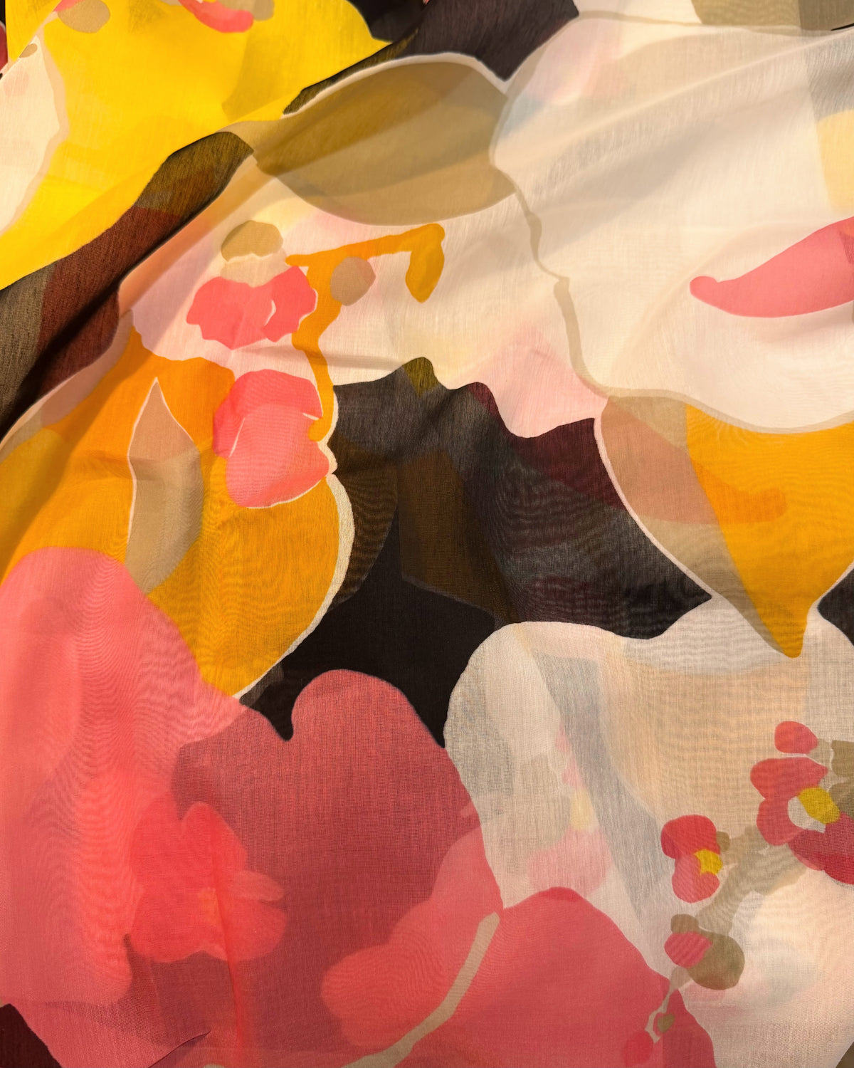 Cotton Silk Chiffon Flower Design