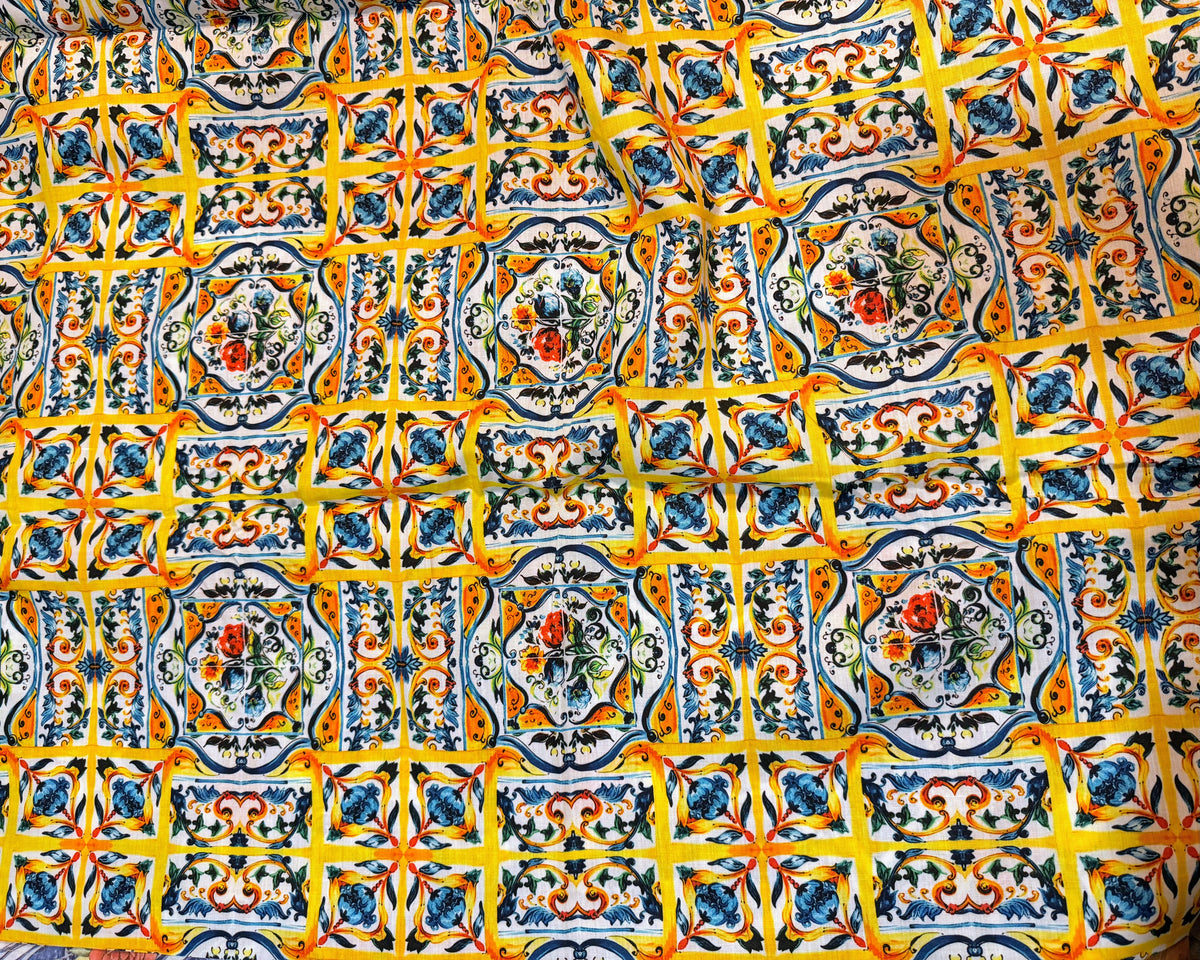Dolce & Gabbana Yellow Sicilian Majolica Linen